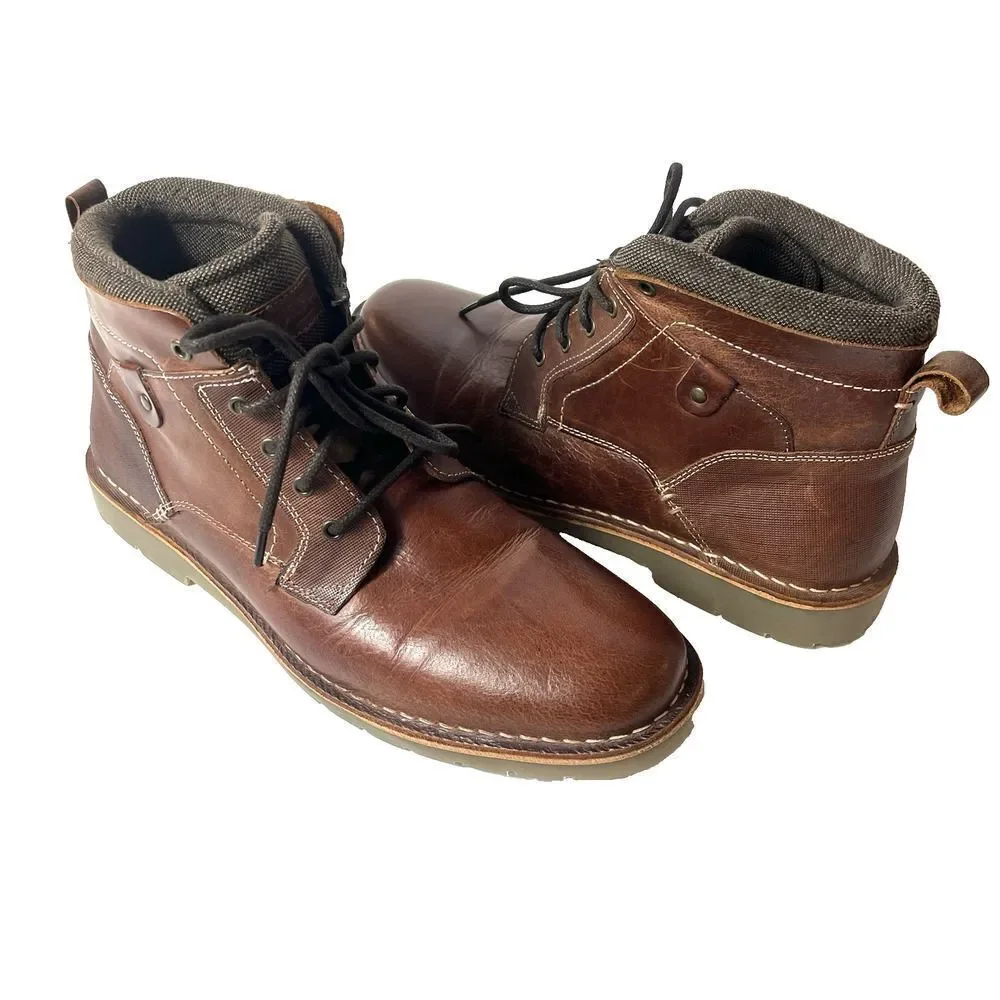 Steve Madden Brown Leather Chukka Boots Mens Sz 11 Combat Lace Up Comfort Casual